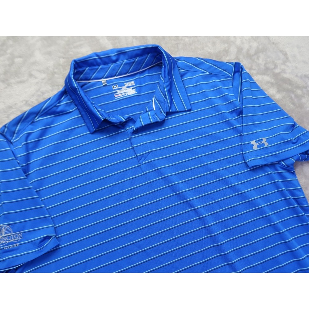 Kennsington Golf Club Polo Shirt Men's Size XL Under Armour‎ Blue Striped